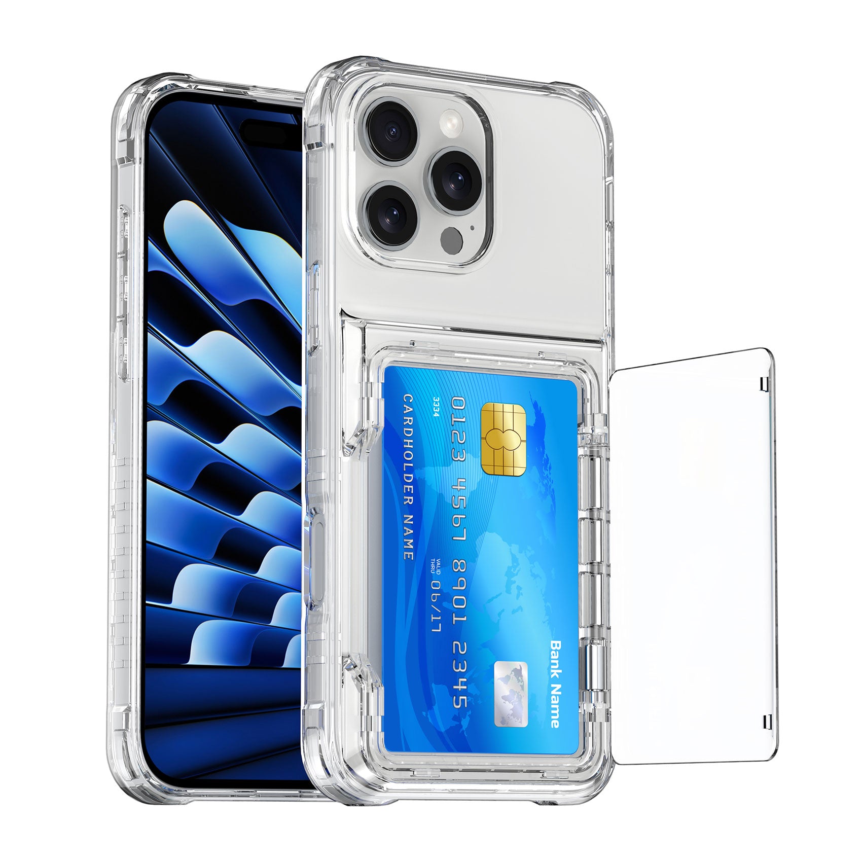 Crystal Protective Cards Pocket iPhone Case