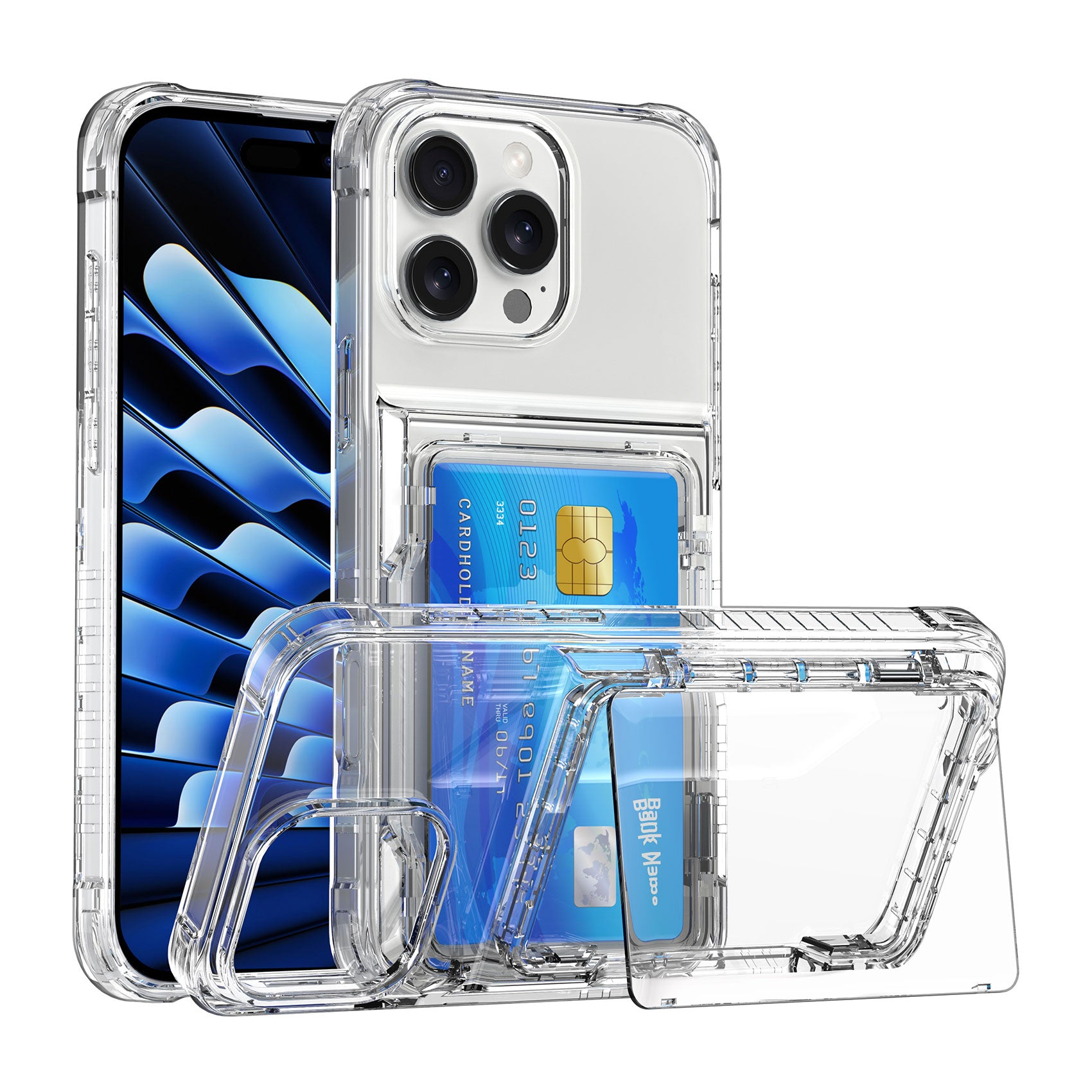 Crystal Protective Cards Pocket iPhone Case
