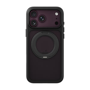 iiCASE Glacier 360 Ring Stand Case iPhone Case in Frost Smoke Black shown on purple iPhone detail image