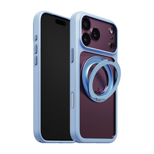 iiCASE Glacier 360 Ring Stand Case iPhone Case in Crystal Ice Blue shown on purple iPhone detail image