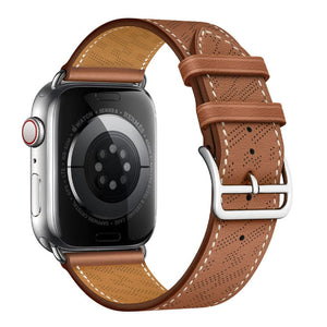 H Diagonal Genuine Leather Single Tour Apple Watch Band - iiCase