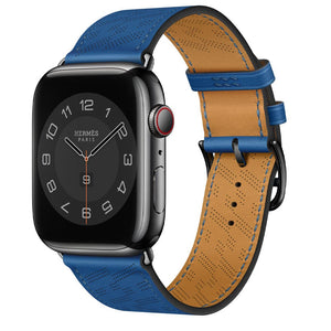 H Diagonal Genuine Leather Single Tour Apple Watch Band - iiCase