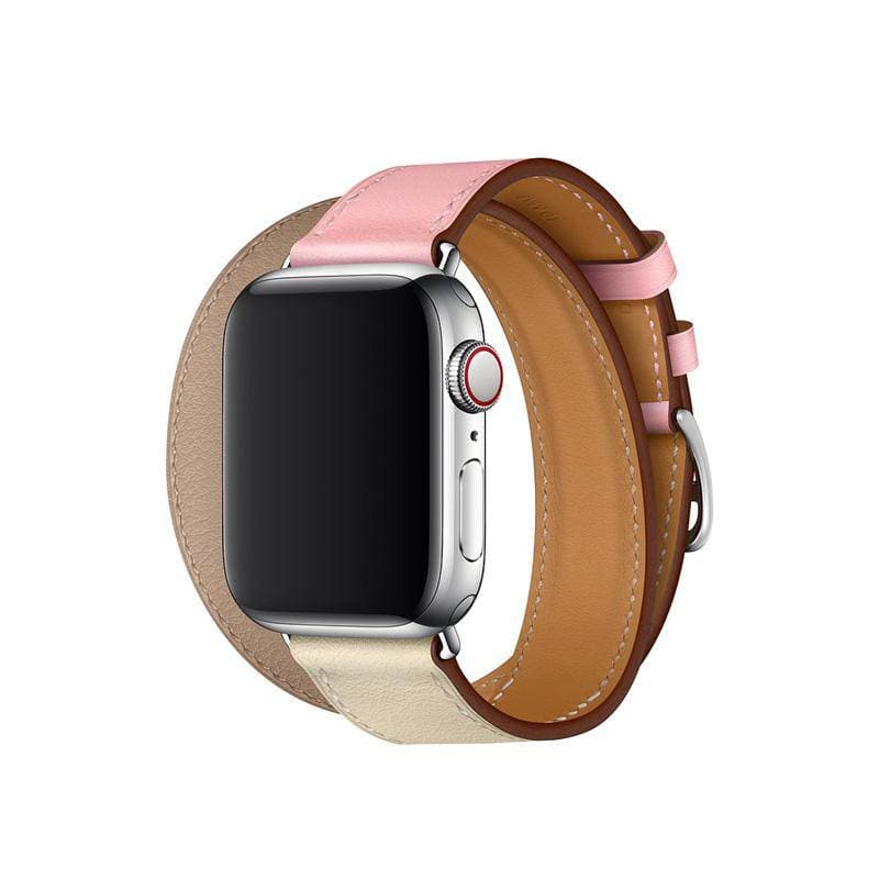 Genuine leather fashion contrast colour Apple Watch Band Double Tour - iiCase