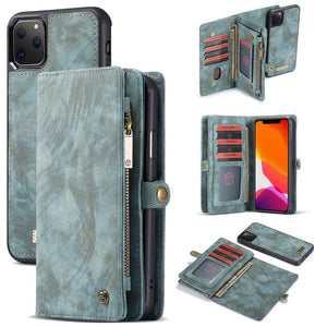 Vintage leather mega storage wallet detachable iPhone case - iiCase