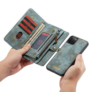 Vintage leather mega storage wallet detachable iPhone case - iiCase
