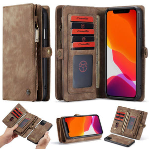 Vintage leather mega storage wallet detachable iPhone case - iiCase