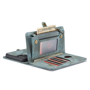 Vintage leather mega storage wallet detachable iPhone case - iiCase