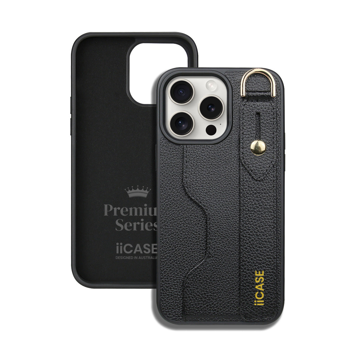 Hand Strap Stand Leather iPhone Case with Card Slot