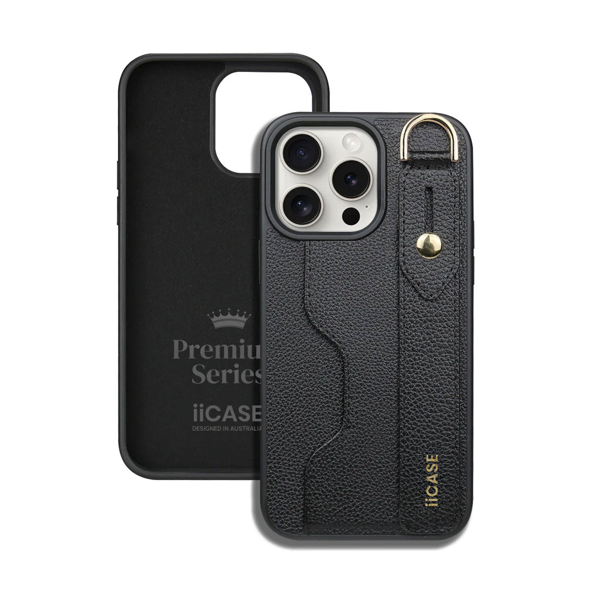 Hand Strap Stand Leather iPhone Case with Card Slot