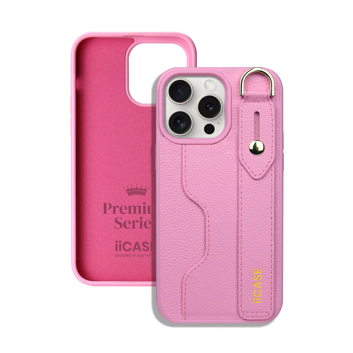 Hand Strap Stand Leather iPhone Case with Card Slot