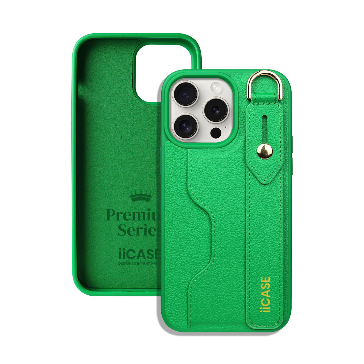 Hand Strap Stand Leather iPhone Case with Card Slot