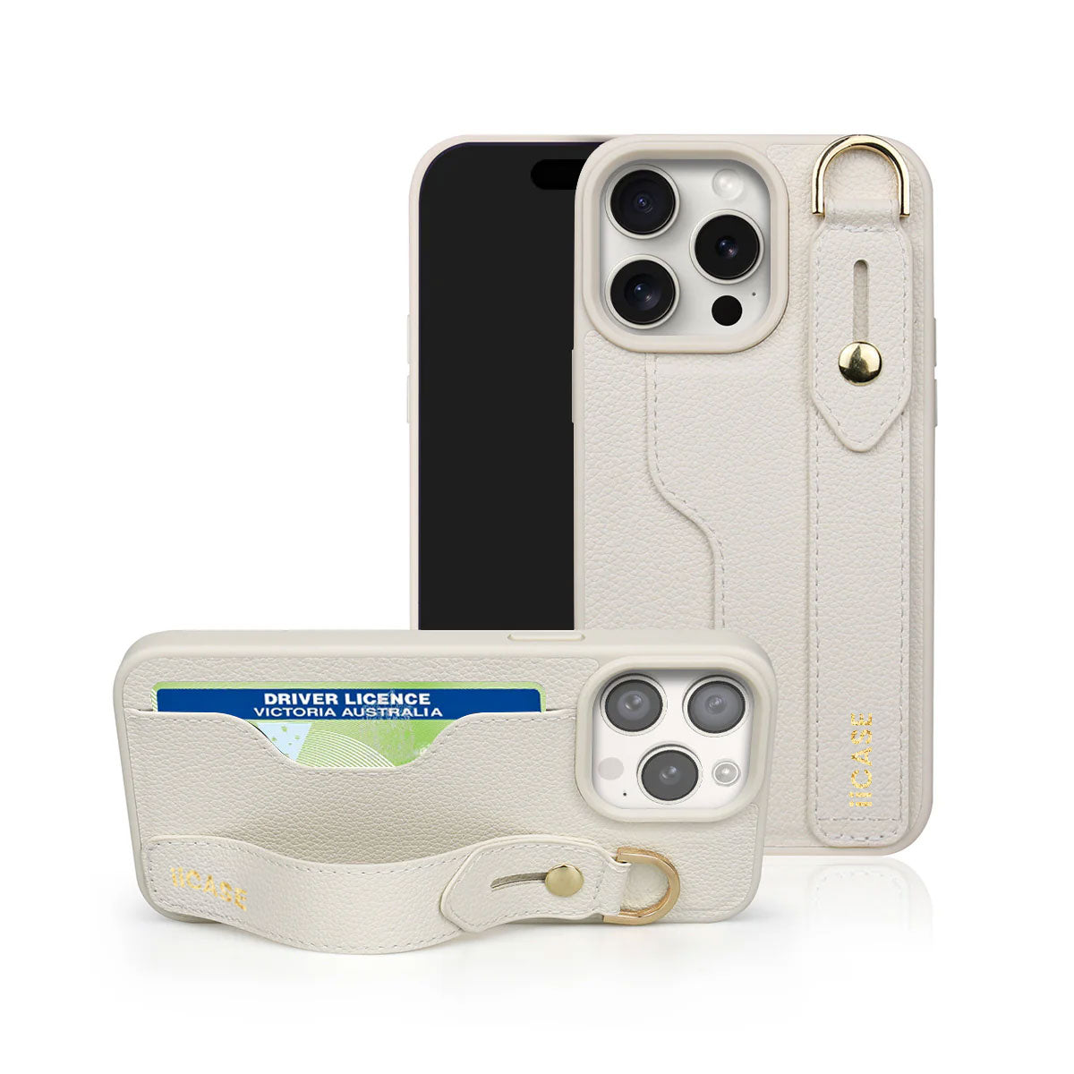Hand Strap Stand Leather iPhone Case with Card Slot