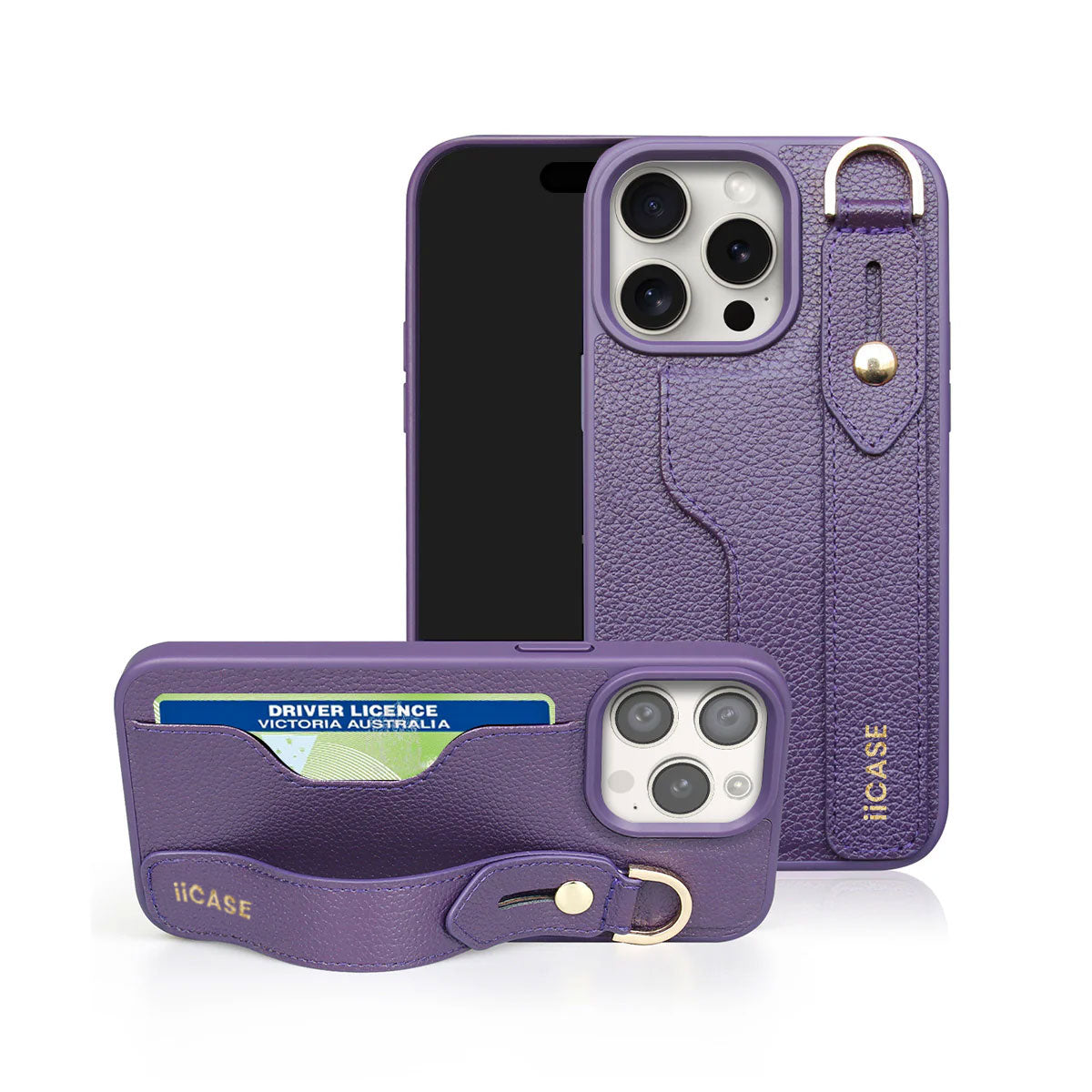 Hand Strap Stand Leather iPhone Case with Card Slot