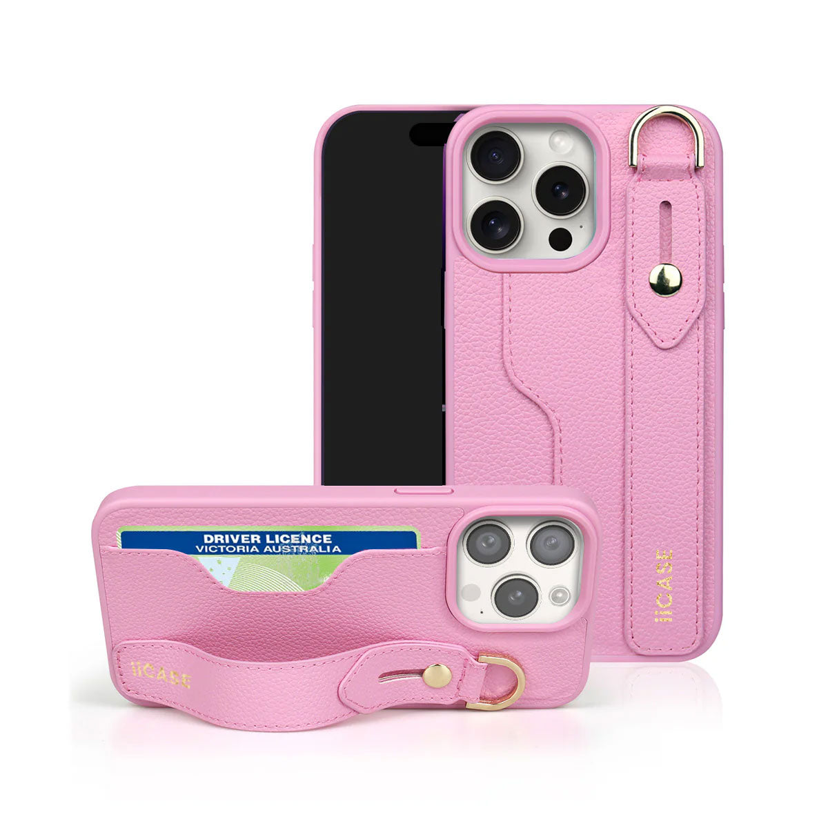 Hand Strap Stand Leather iPhone Case with Card Slot