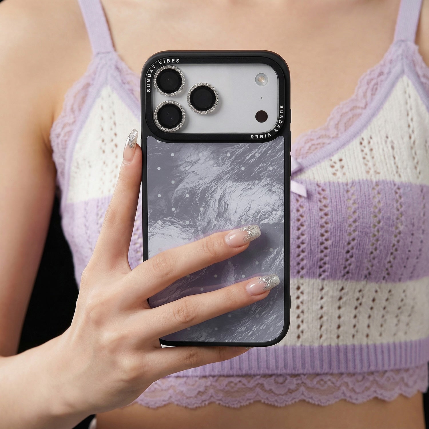 Silver Moon Dots iPhone Case