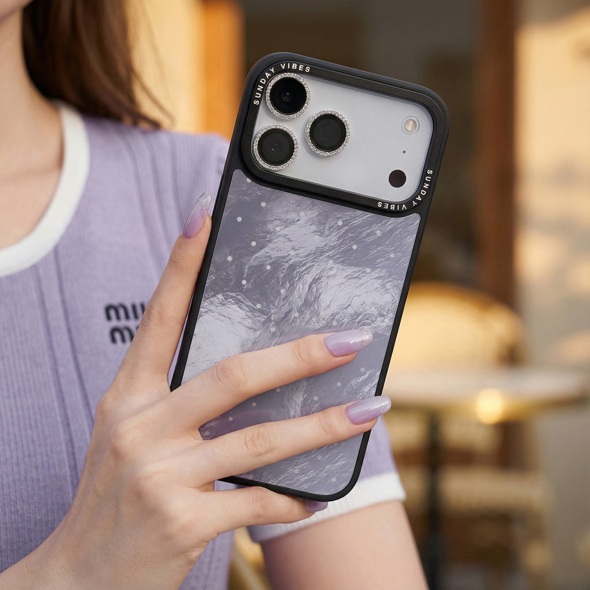 Silver Moon Dots iPhone Case