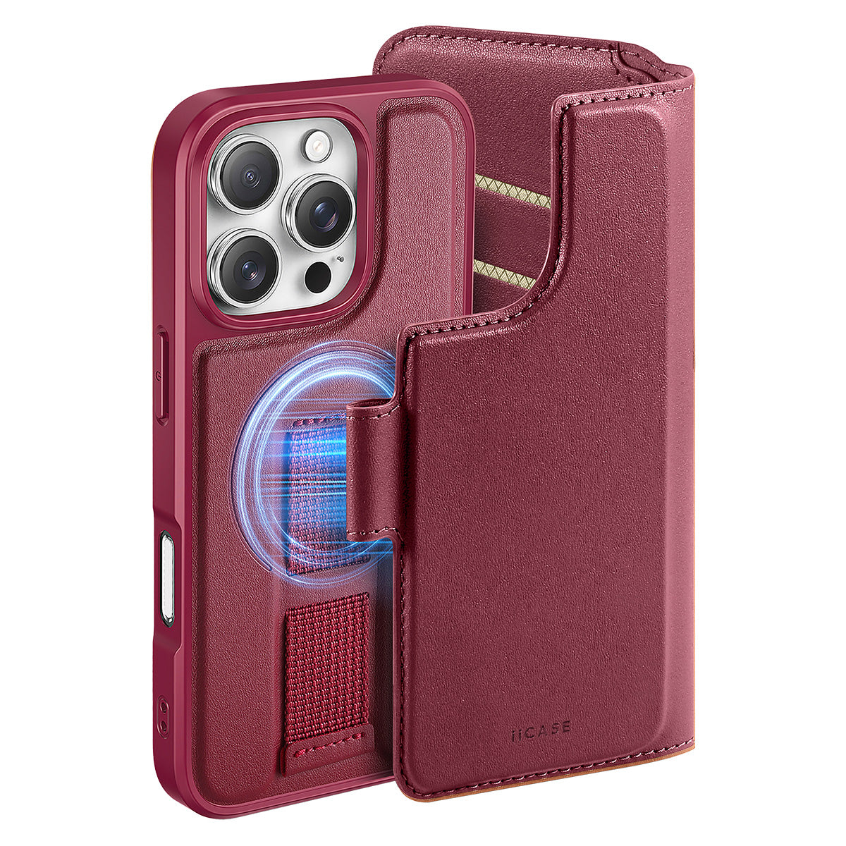 MagSafe Detachable Wallet iPhone Case - Burgundy