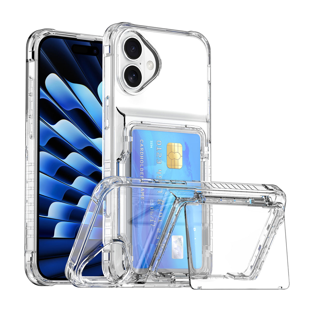 Crystal Protective Cards Pocket iPhone Case