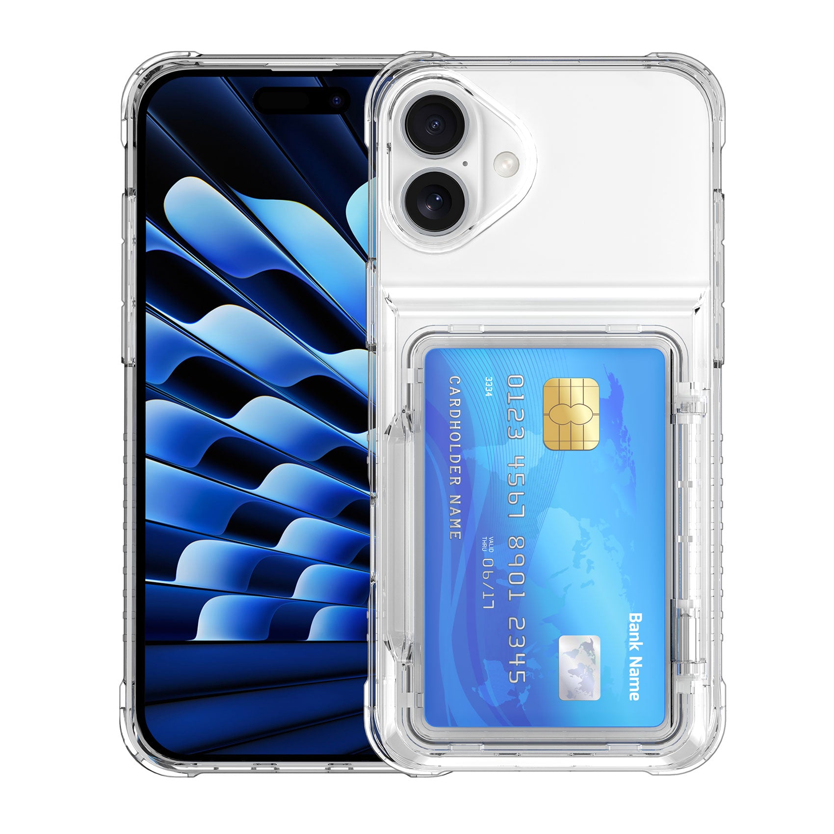 Crystal Protective Cards Pocket iPhone Case