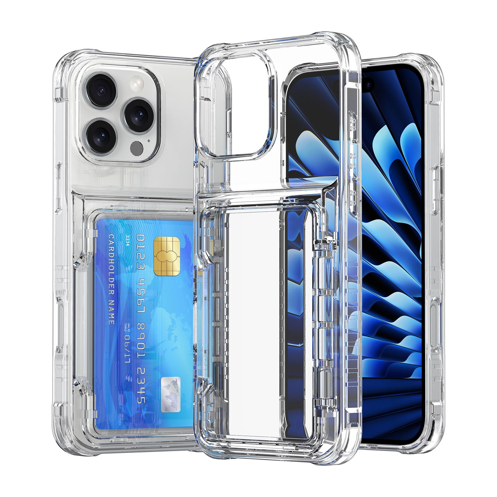 Crystal Protective Cards Pocket iPhone Case