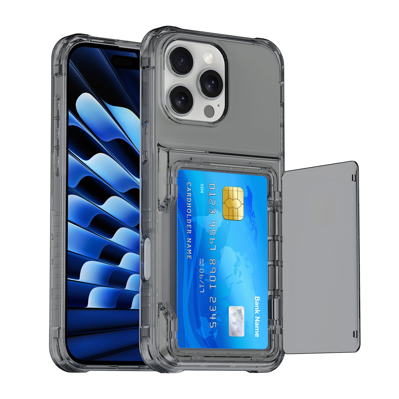 Crystal Protective Cards Pocket iPhone Case
