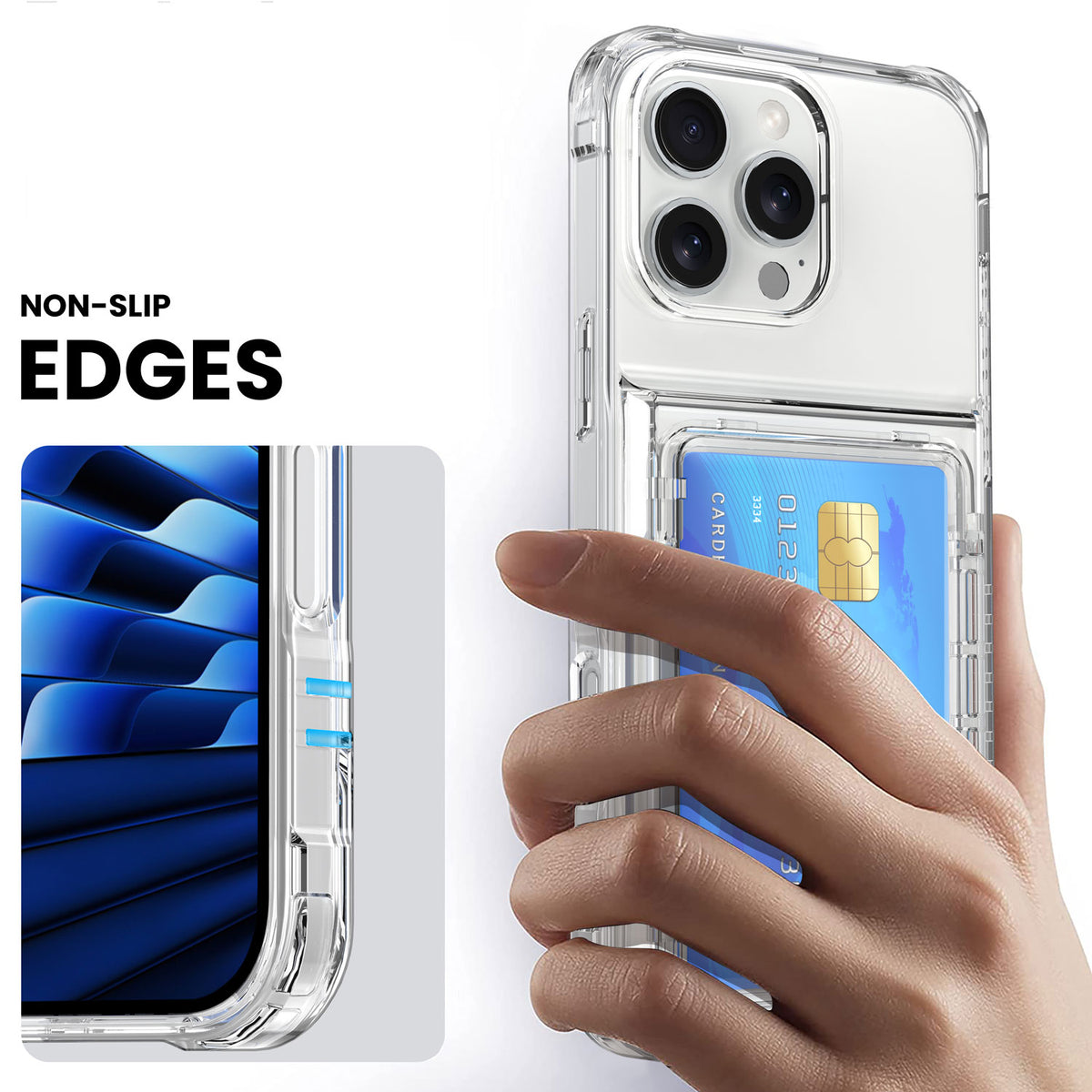 Crystal Protective Cards Pocket iPhone Case