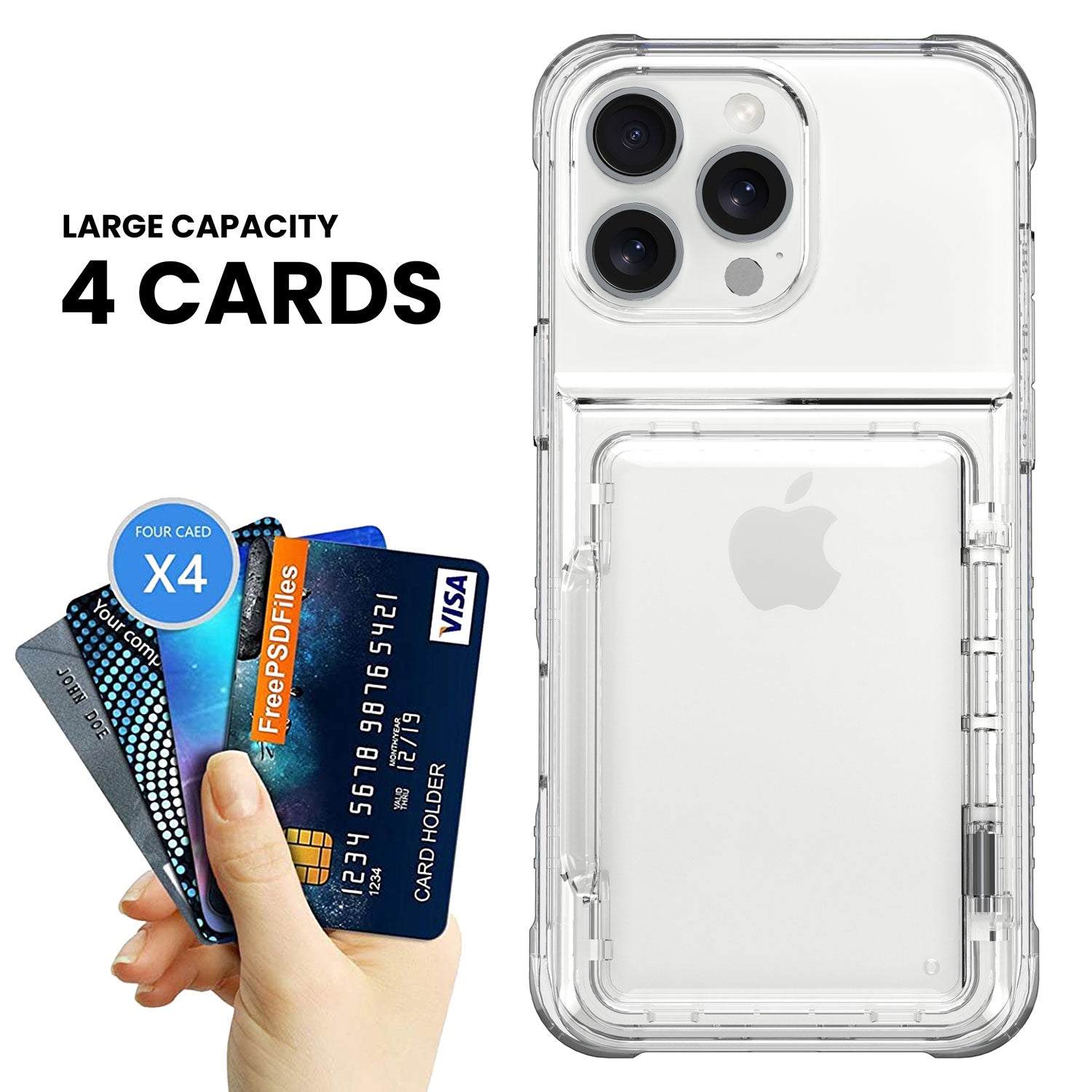 Crystal Protective Cards Pocket iPhone Case