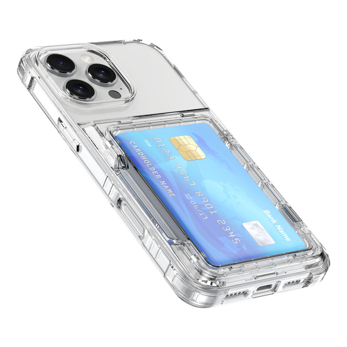 Crystal Protective Cards Pocket iPhone Case