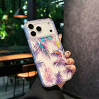 Holographic Pastel Leaf Clear iPhone Case