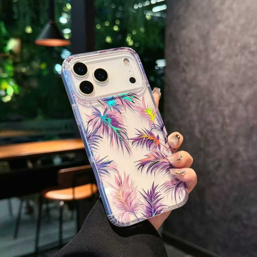 Holographic Pastel Leaf Clear iPhone Case
