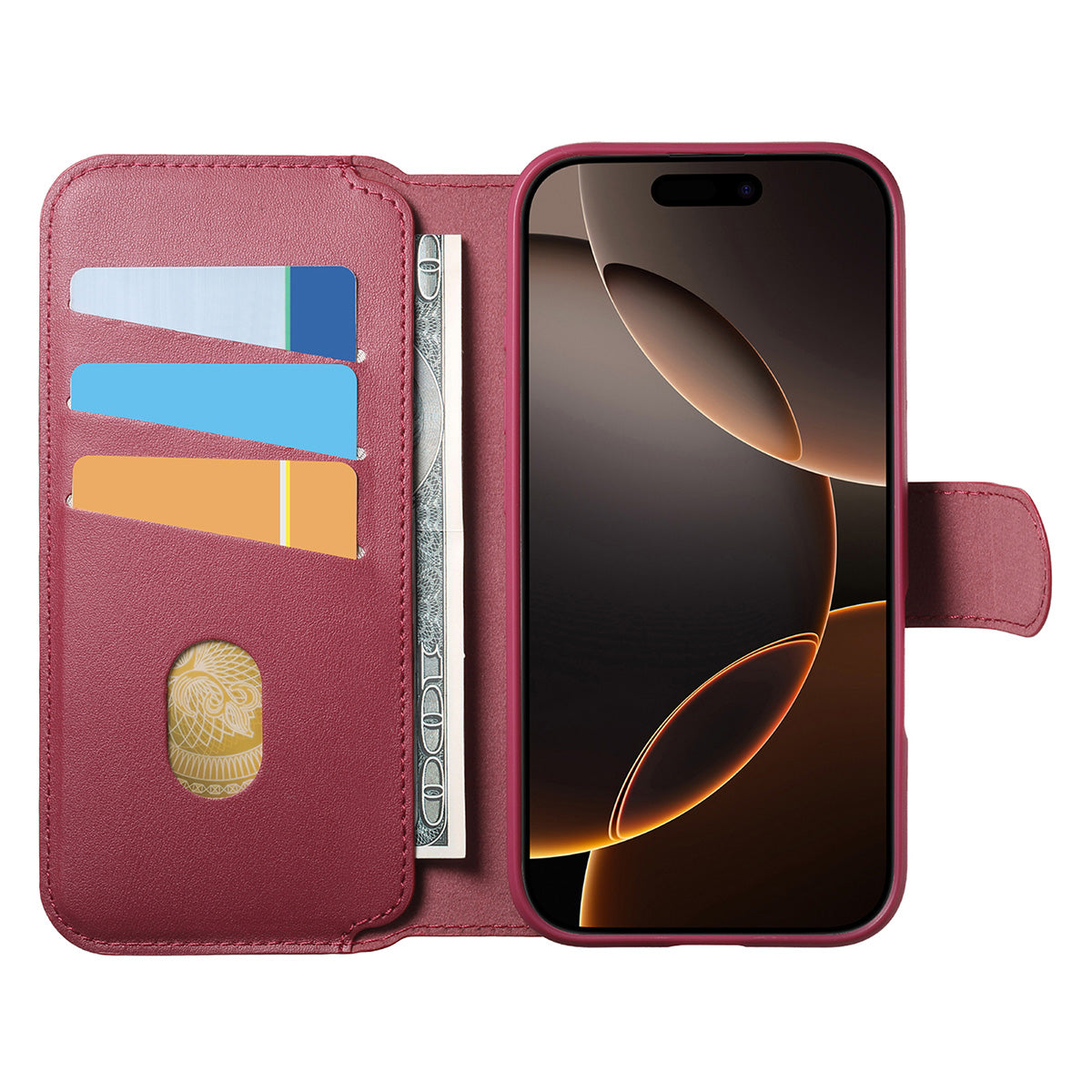 MagSafe Detachable Wallet iPhone Case - Burgundy