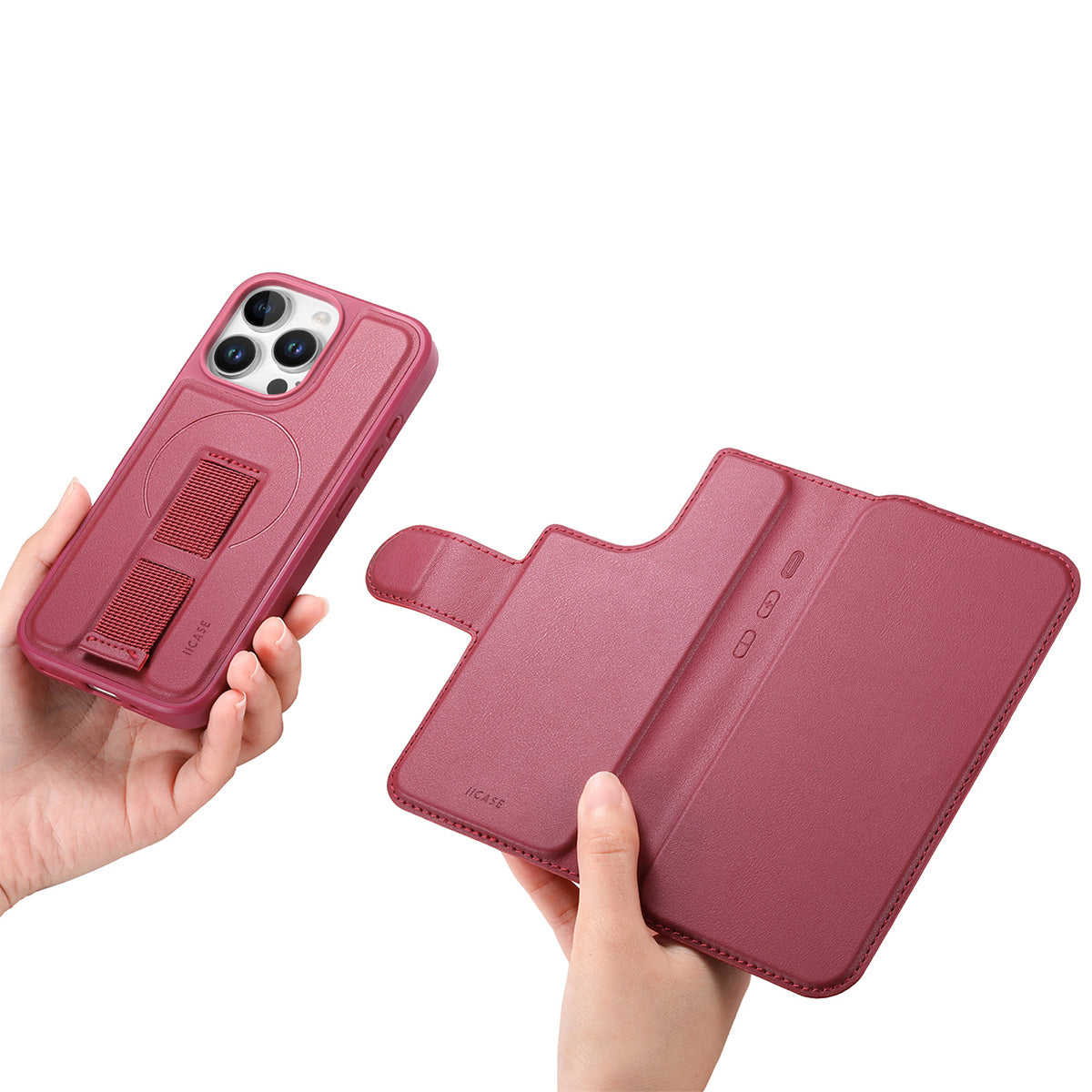 MagSafe Detachable Wallet iPhone Case - Burgundy