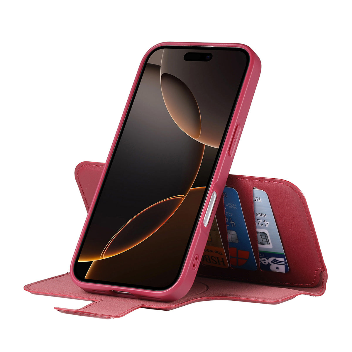 MagSafe Detachable Wallet iPhone Case - Burgundy