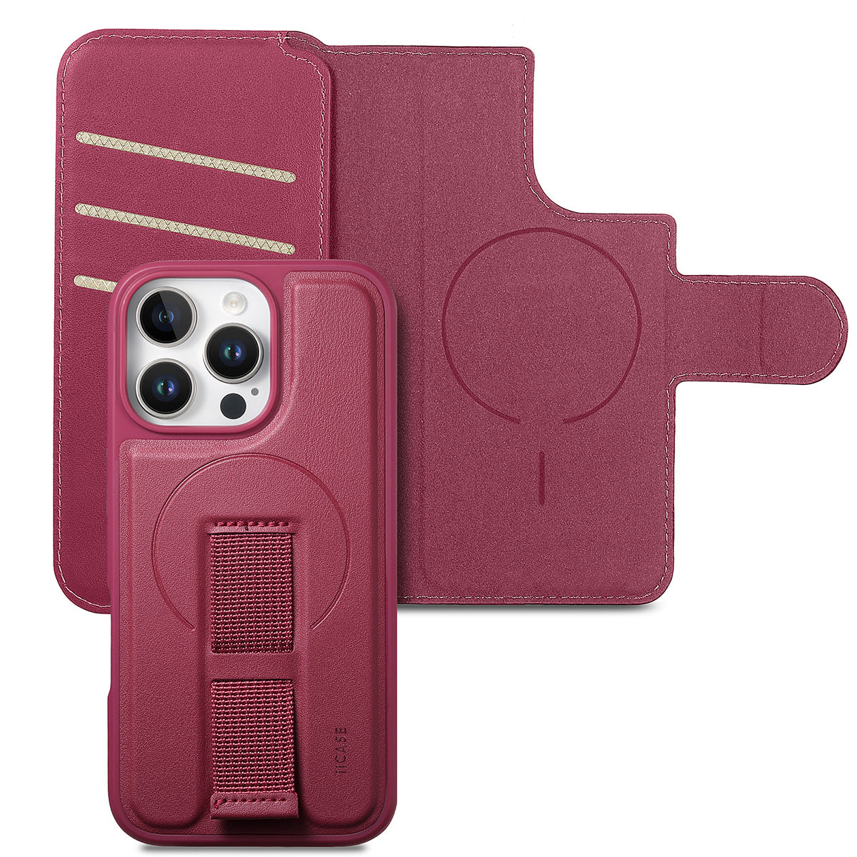MagSafe Detachable Wallet iPhone Case - Burgundy