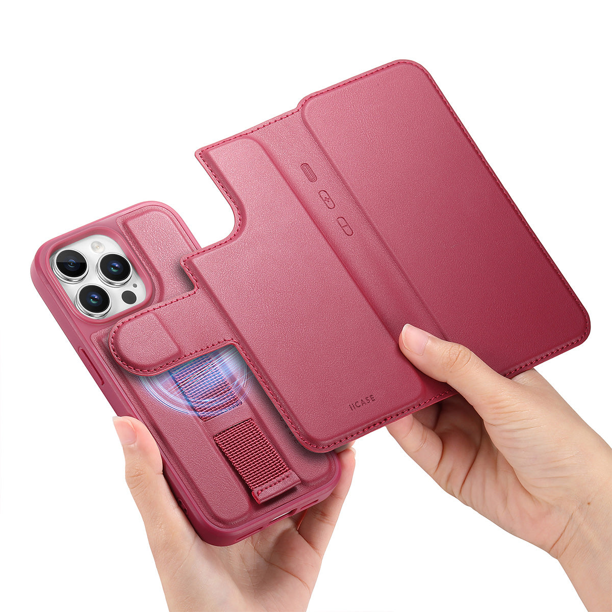 MagSafe Detachable Wallet iPhone Case - Burgundy