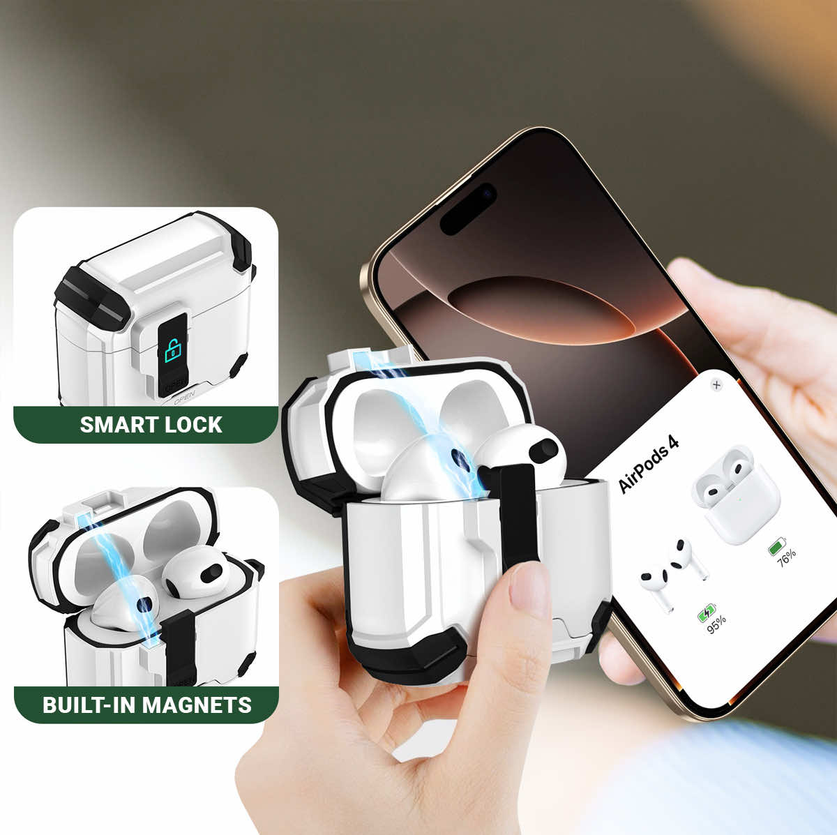 Smartlock with Phone Stand Armor AirPods Case