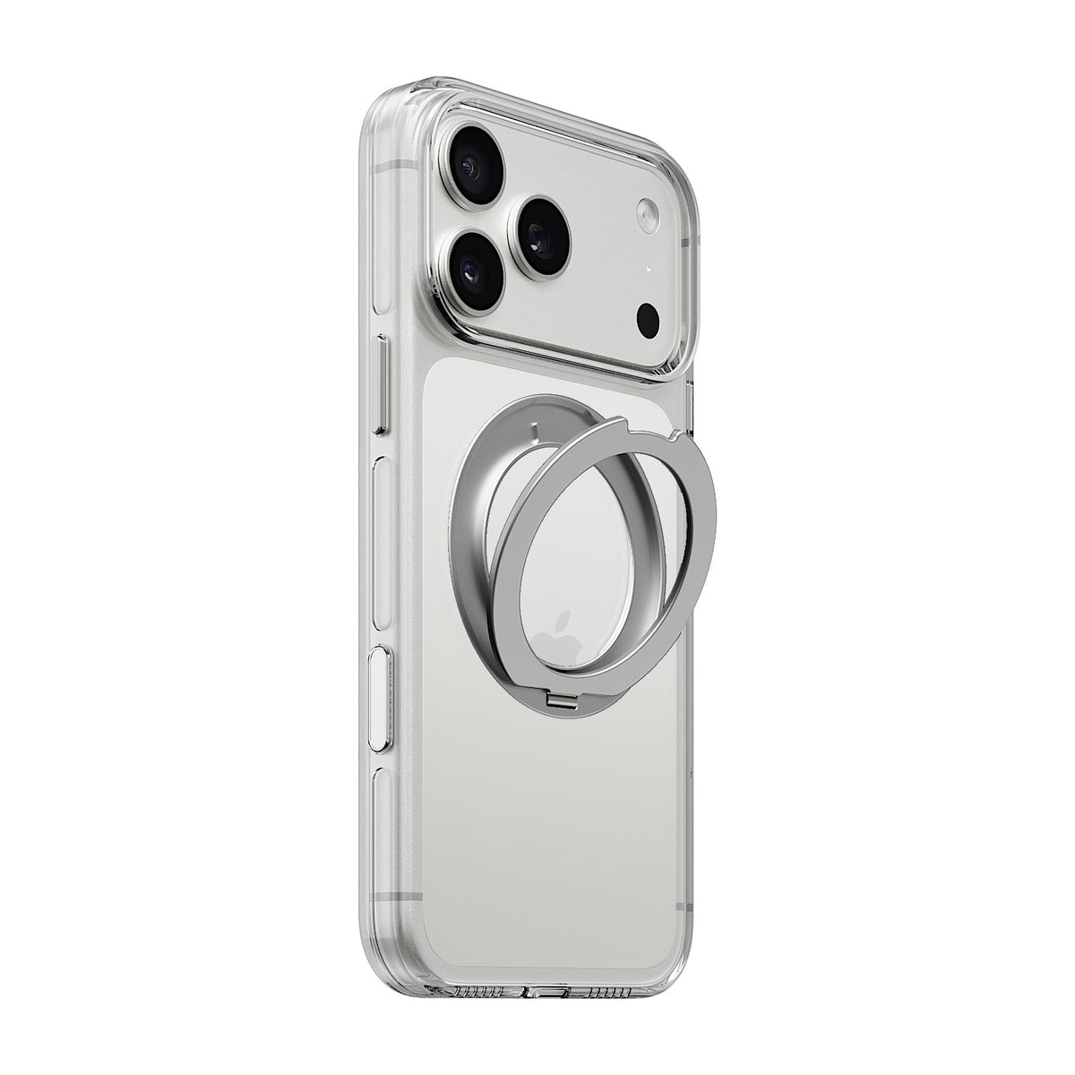 iiCASE Crystal EverClear 360 Ring Stand Case iPhone Case for iPhone 18 Pro Max in Crystal Clear shown on Silver iPhone detail image - image 12