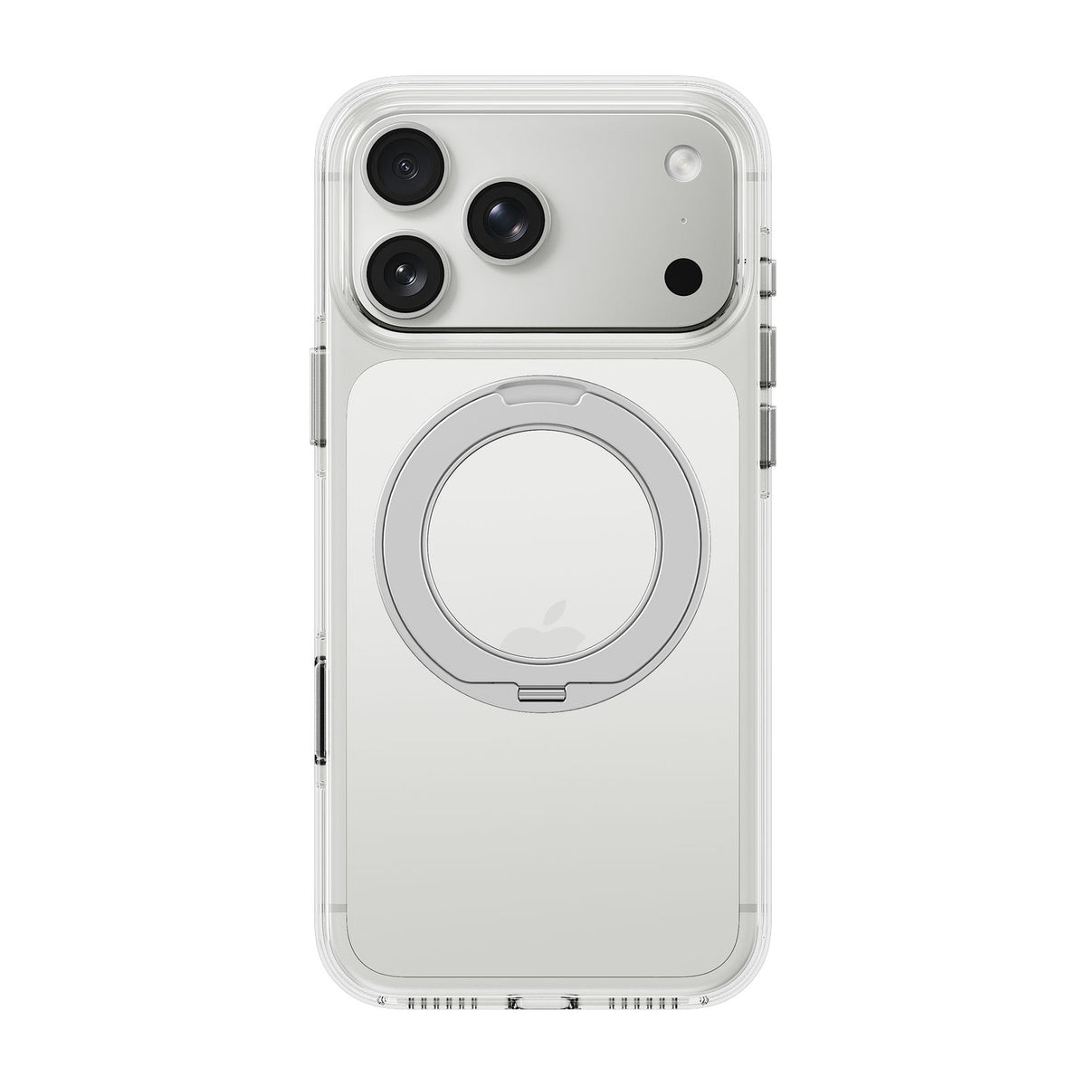 iiCASE Crystal EverClear 360 Ring Stand Case iPhone Case for iPhone 17 Pro in Crystal Clear shown on Silver iPhone detail image - image 14