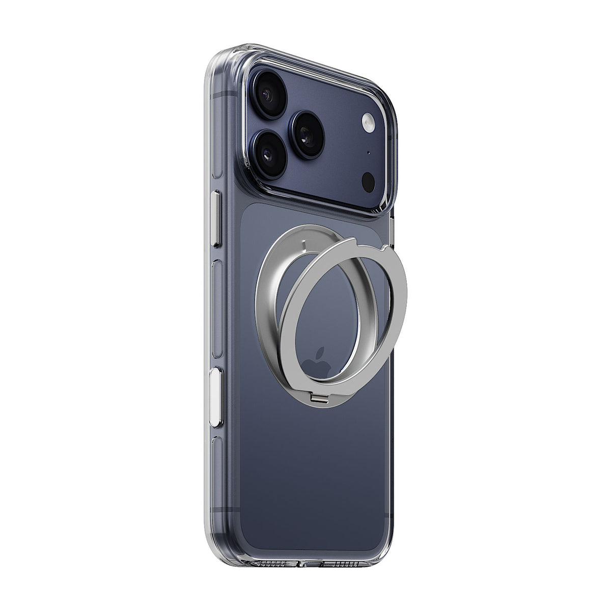 iiCASE Crystal EverClear 360 Ring Stand Case iPhone Case for iPhone 17 Pro in Crystal Clear shown on Deep Blue iPhone detail image - image 16