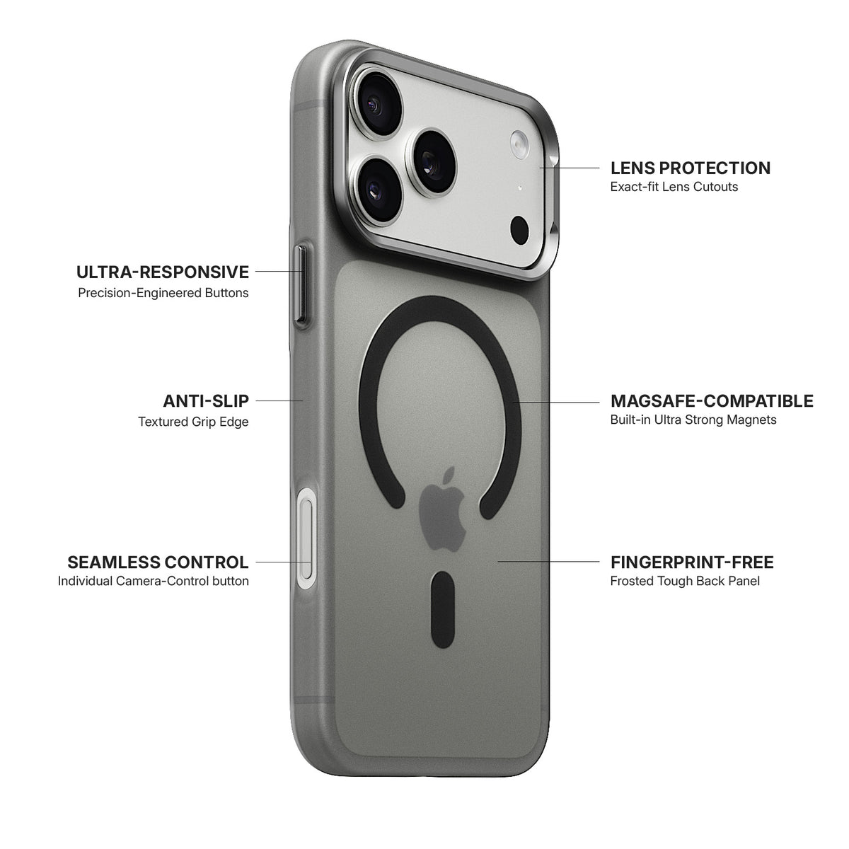 iiCASE Frost Veil MagSafe Case for iPhone 17 Pro image 6 - iiCase Frost Veil 01 01 phone filter case frost smoke grey phone silver slot 09