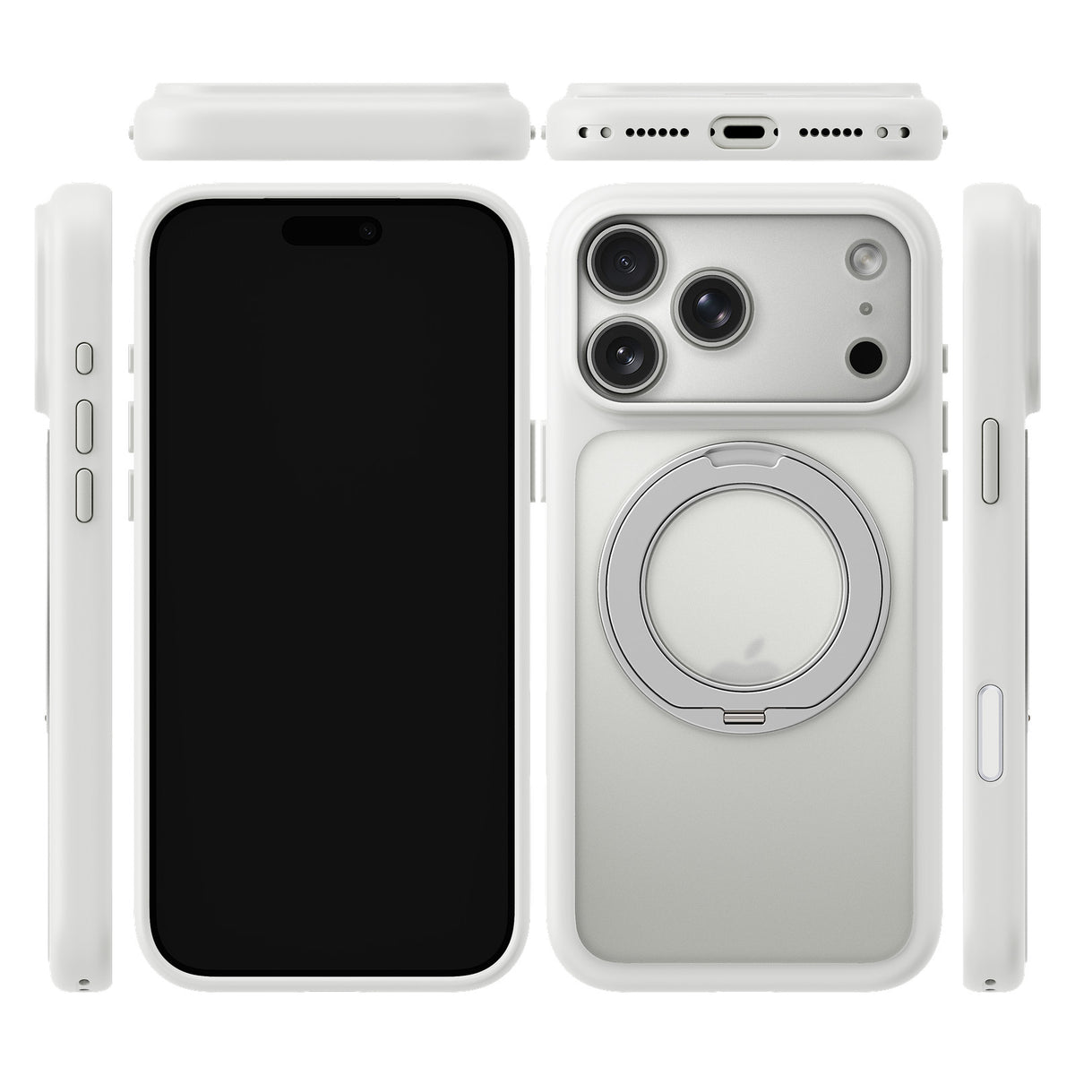 iiCASE Glacier 360 Ring Stand Case iPhone Case in Frost White shown on silver iPhone detail image