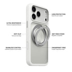 iiCASE Glacier 360 Ring Stand Case iPhone Case in Frost White shown on silver iPhone detail image