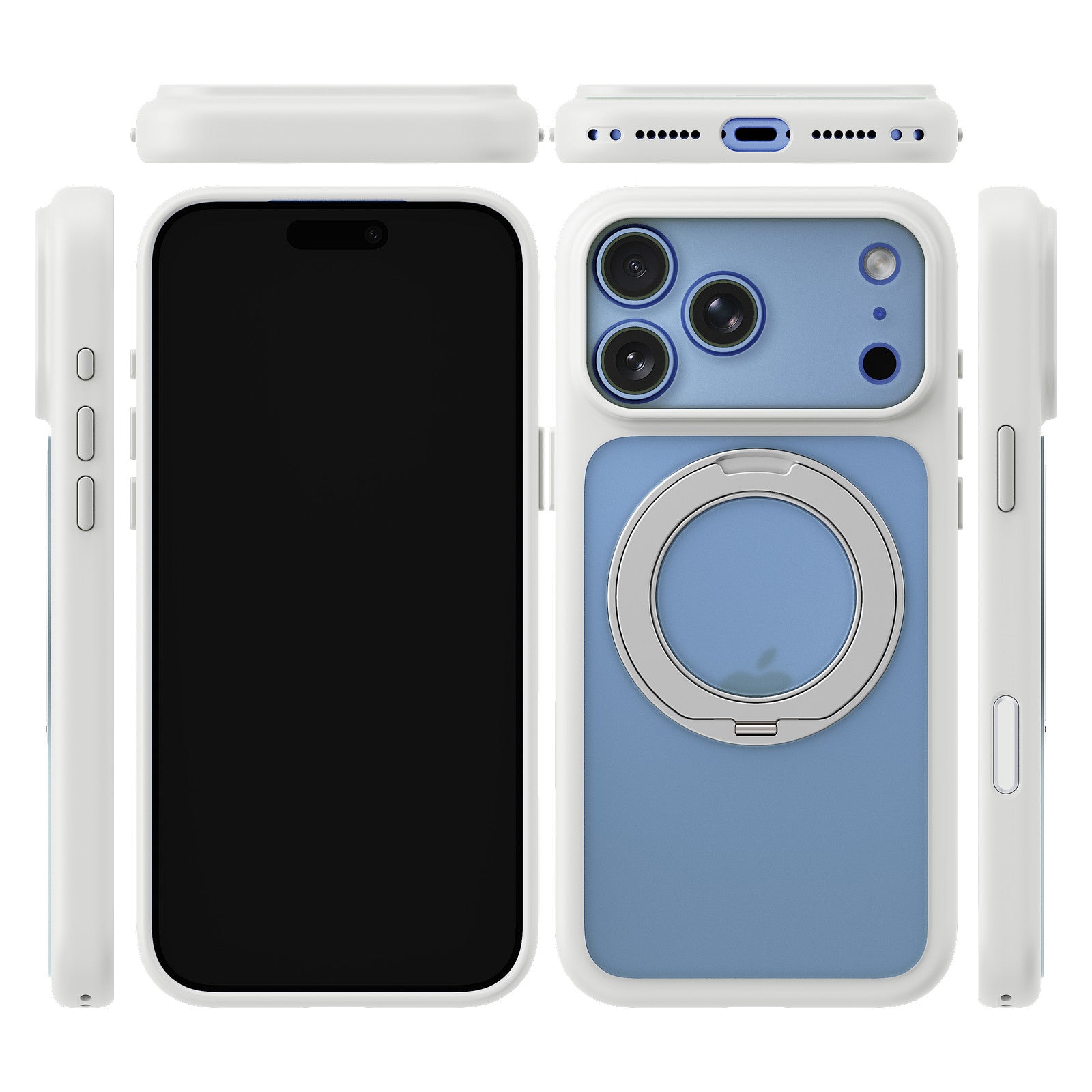 iiCASE Glacier 360 Ring Stand Case iPhone Case in Frost White shown on ice blue iPhone detail image