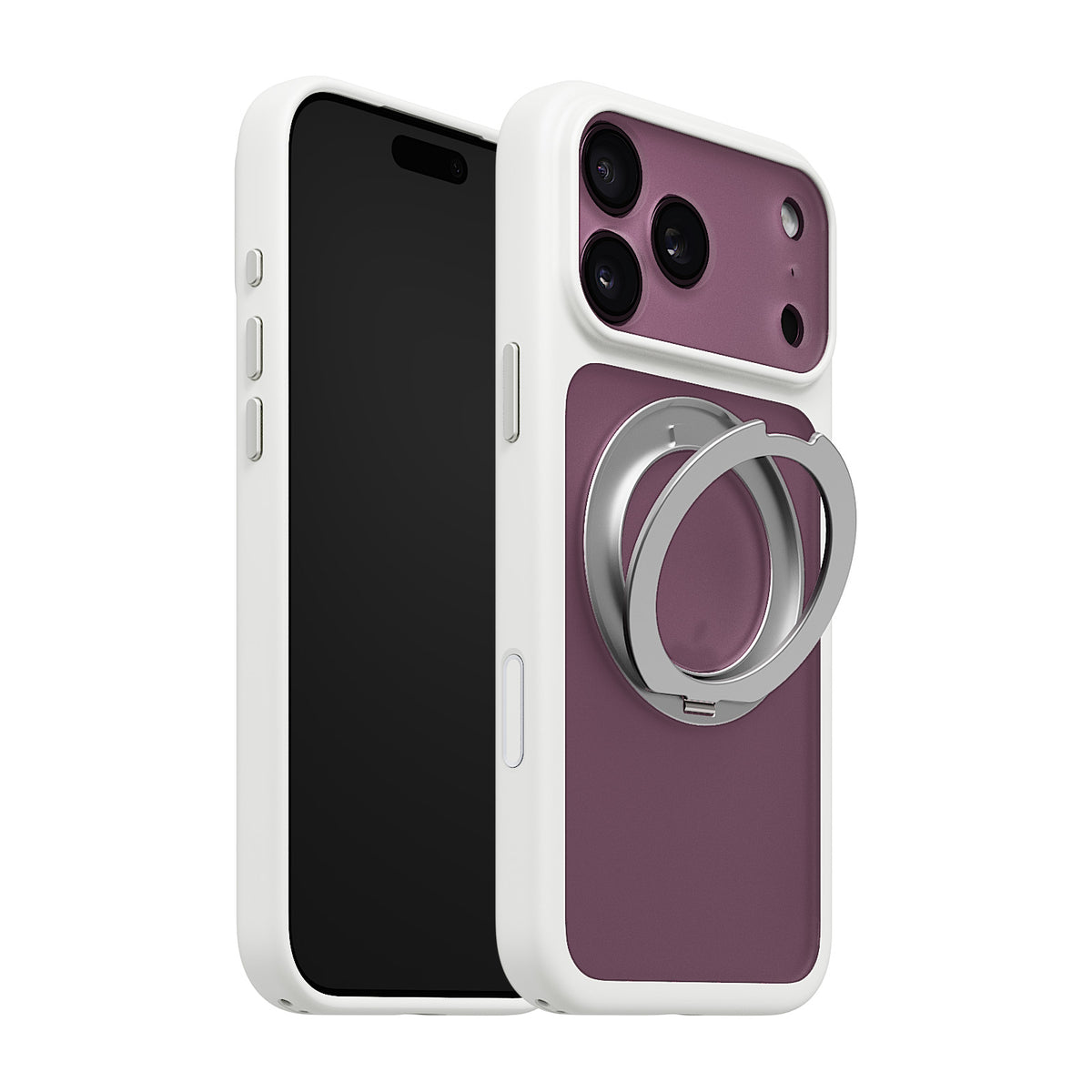 iiCASE Glacier 360 Ring Stand Case iPhone Case in Frost White shown on purple iPhone detail image