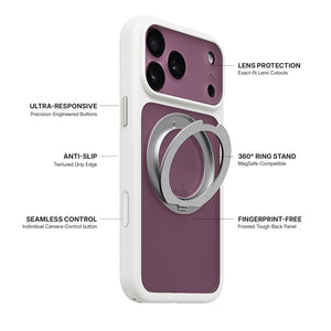 iiCASE Glacier 360 Ring Stand Case iPhone Case in Frost White shown on purple iPhone detail image