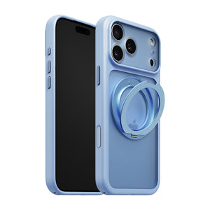 iiCASE Glacier 360 Ring Stand Case iPhone Case in Frost Ice Blue shown on silver iPhone product image