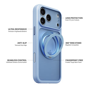 iiCASE Glacier 360 Ring Stand Case iPhone Case in Frost Ice Blue shown on silver iPhone detail image