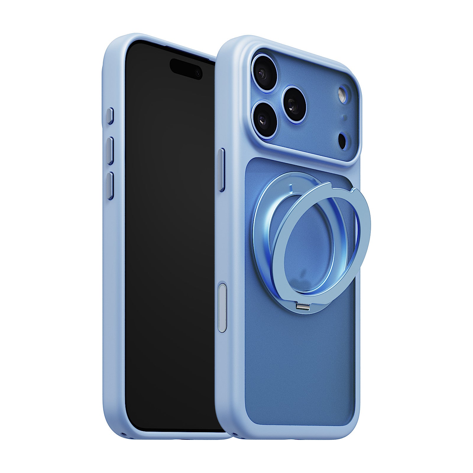 iiCASE Glacier 360 Ring Stand Case iPhone Case in Frost Ice Blue shown on ice blue iPhone detail image