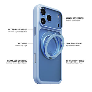 iiCASE Glacier 360 Ring Stand Case iPhone Case in Frost Ice Blue shown on ice blue iPhone detail image