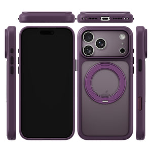 iiCASE Glacier 360 Ring Stand Case iPhone Case in Frost Dark Plum shown on silver iPhone detail image